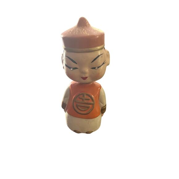 Vintage Japanese Bobble Head, 1950's Asian Boy Nodder with Diamond/Jewel Eyes - Picture 1 of 4